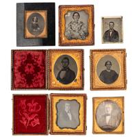 [EARLY PHOTOGRAPHY - PORTRAITURE]. Large collection of daguerreotype, ambrotype, and tintype portraits of men, women, and children, including: