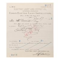[African American]. Latimer, Lewis Howard (1848-1928). Partly printed document signed ("L.H. Latimer"), New York, 29 December 1885.