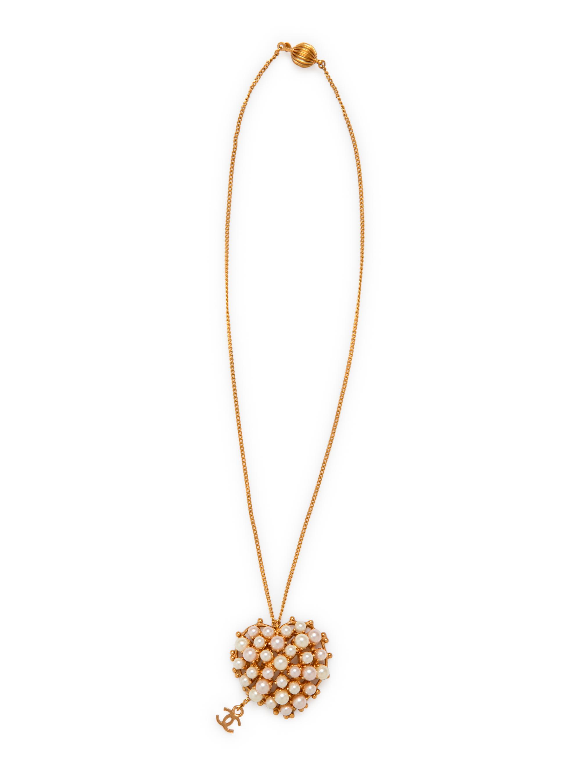 Chanel Faux Pearl Heart Shape Pendant Necklace, Spring 2002