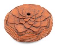 Floral Redware Seed Jar, Corrugations