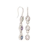 MULTICOLORED SAPPHIRE, DIAMOND, AND WHITE GOLD EARRINGS
