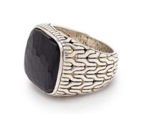 A Sterling Silver and Onyx 'Classic Chain' Ring, John Hardy,