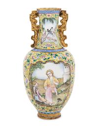 A Peking Enamel on Copper 'European Subject' Vase