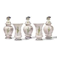 A Dutch Delft Five-Piece Garniture