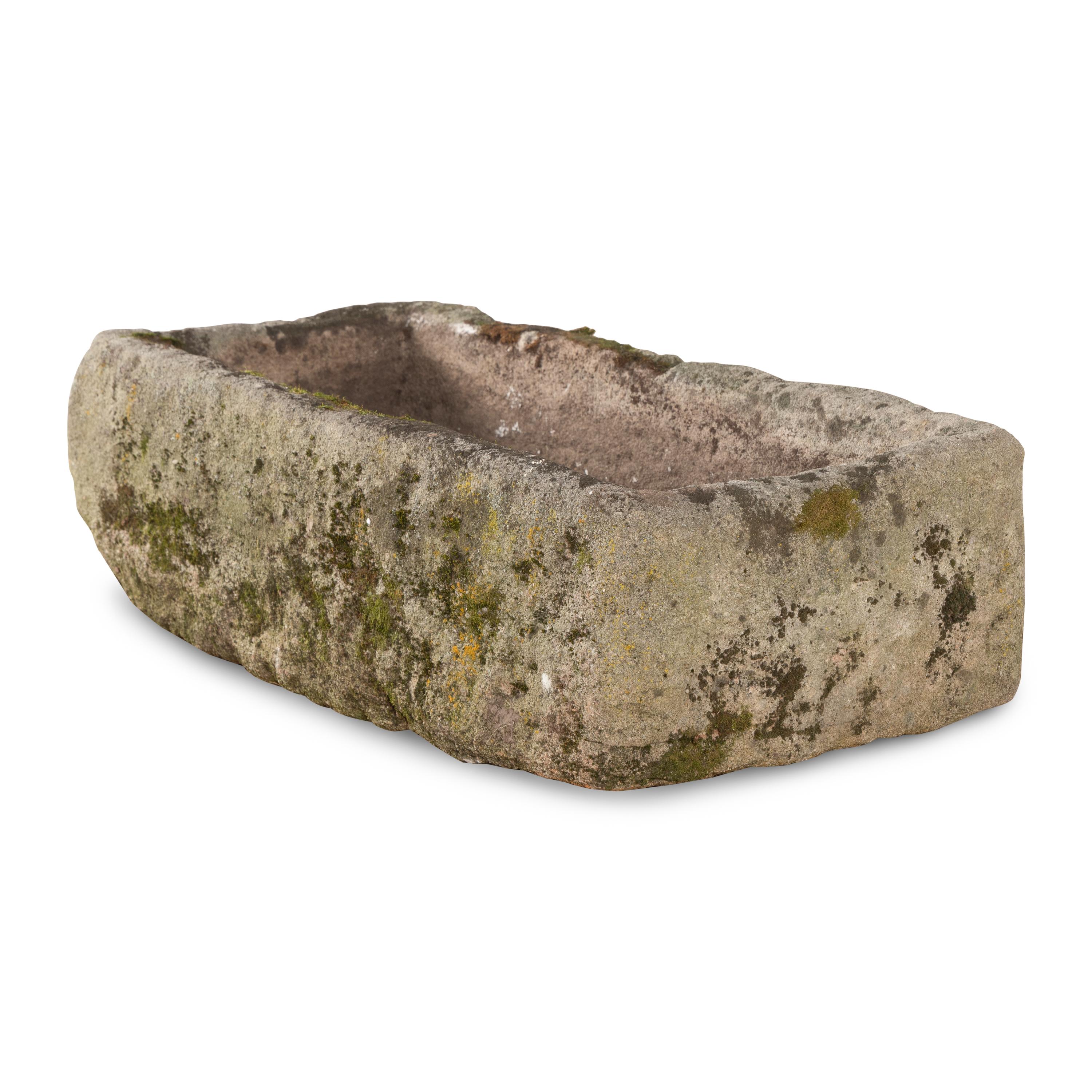 An English Carved Limestone Garden Trough