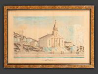 A Folk Art Drawing of a Church