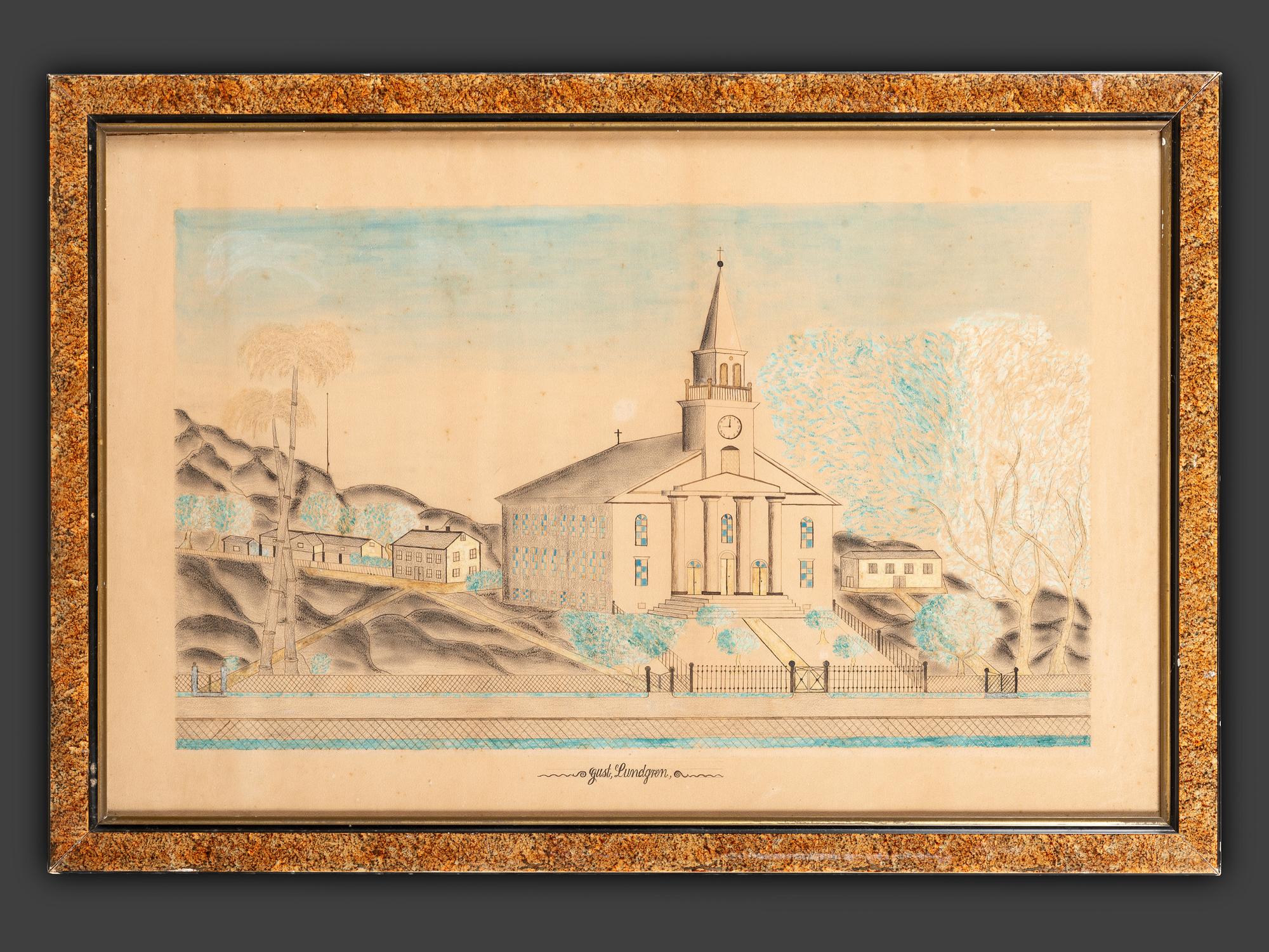 A Folk Art Drawing of a Church