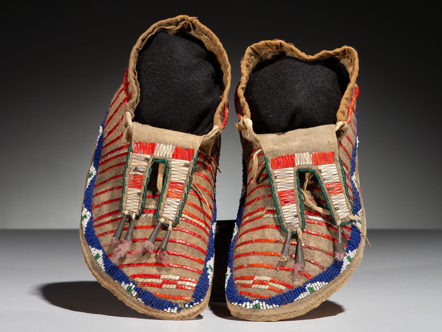 Sioux Quilled Buffalo Hide Moccasins