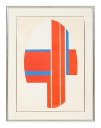 Oval Composition in Reds and Blues, Vertical Blue Ellipse and Series I, c irca 1970 (three works)
