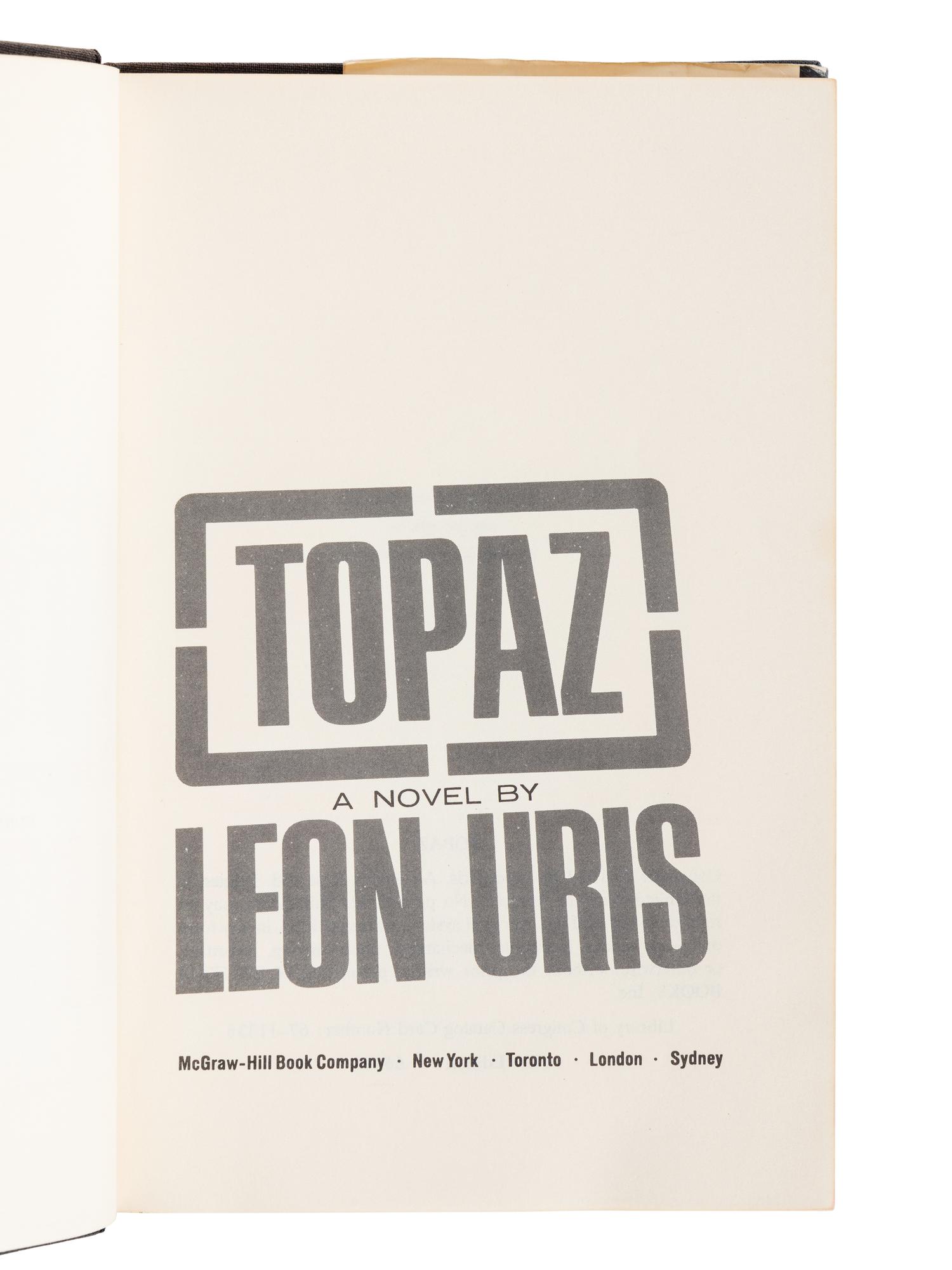 URIS, Leon (1924-2003). Exodus . Garden City, NY: Doubleday & Company, Inc., 1958.