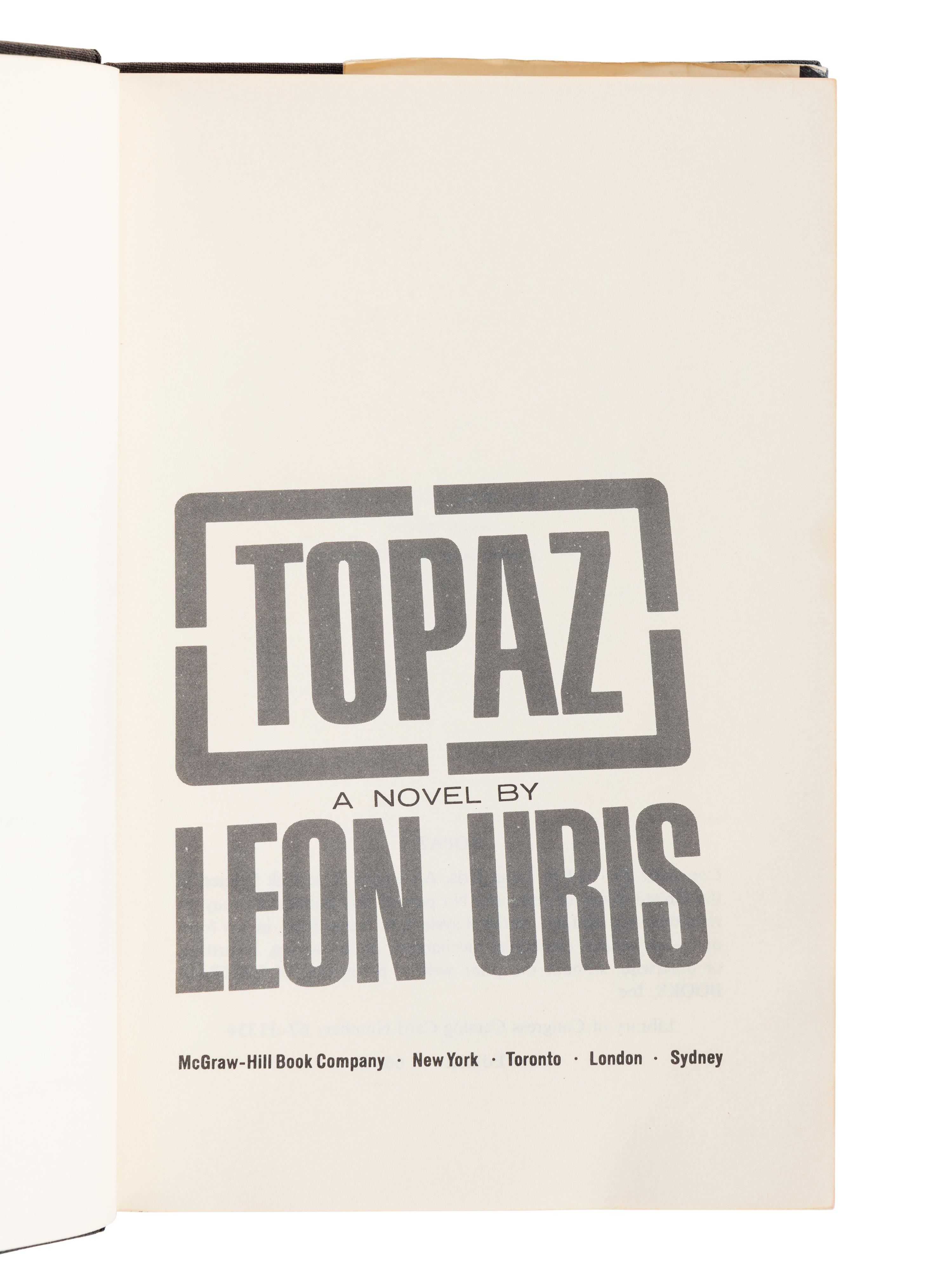 URIS, Leon (1924-2003). Exodus . Garden City, NY: Doubleday & Company, Inc., 1958.