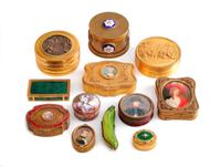 A Collection of Continental Trinket Boxes Largest: height 2 1/2 x diameter 4 inches. — PRIMARILY 19TH CENTURY