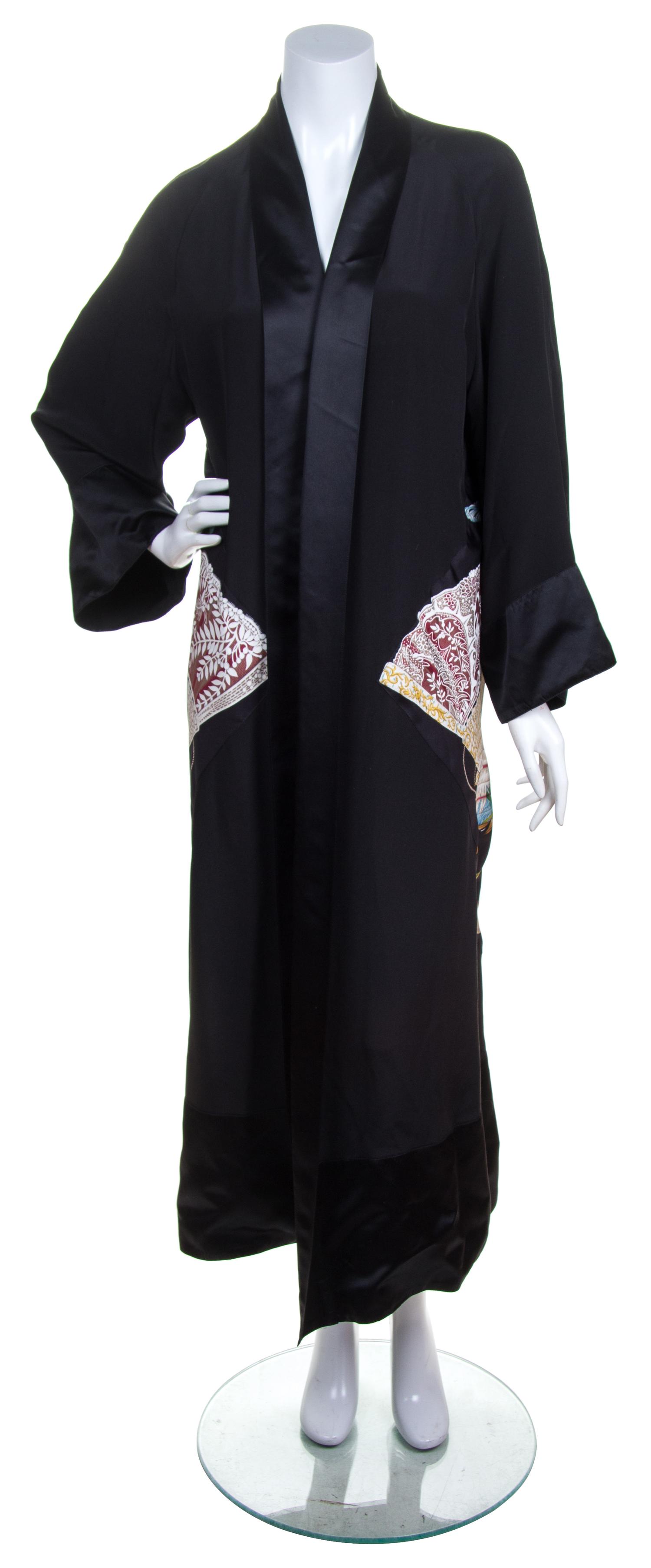 An Hermes Black Silk Kimono, Size 40.