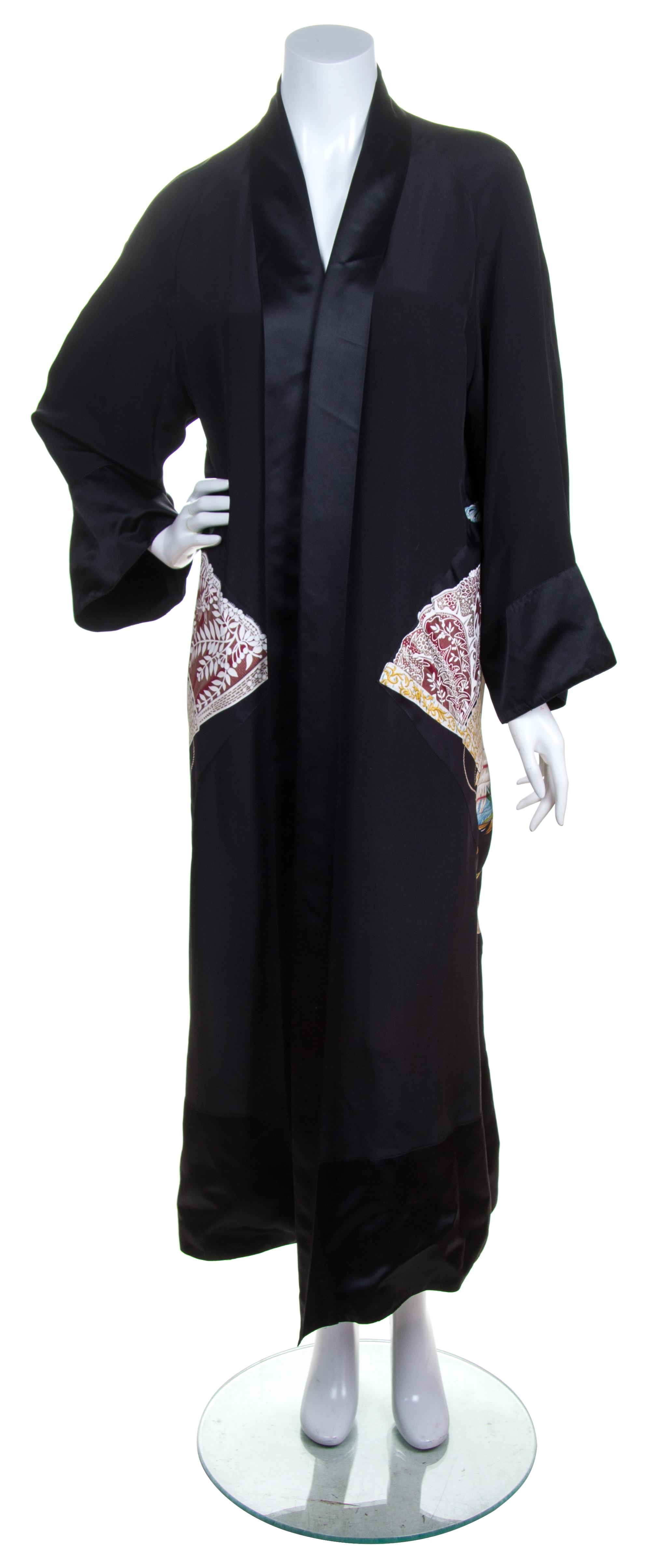 An Hermes Black Silk Kimono, Size 40.