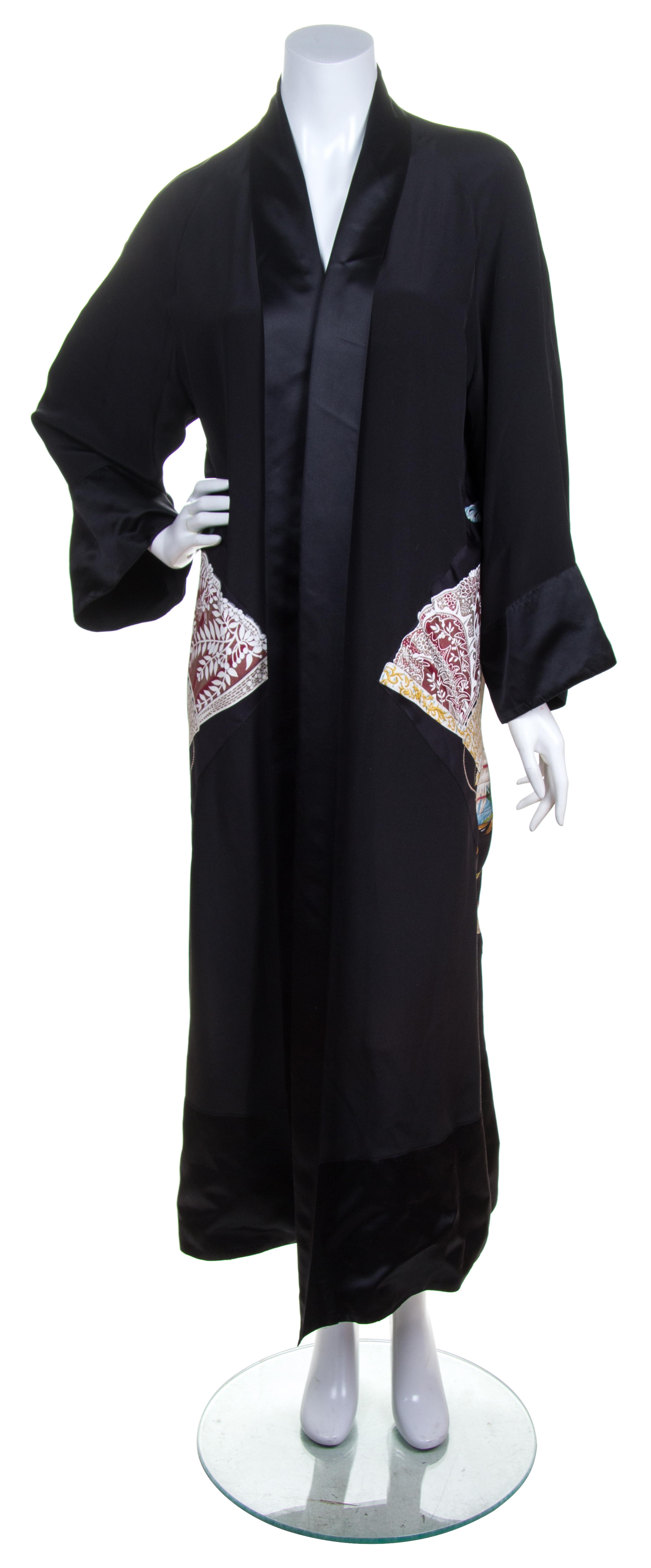 An Hermes Black Silk Kimono, Size 40.