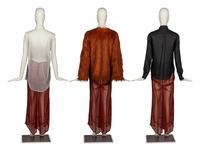 Dries Van Noten Faux Fur Jacket and Chiffon Skirt with Two Commes des Garçons Blouses