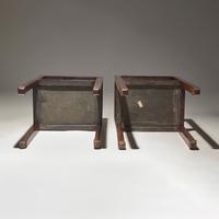 A Pair of Chinese Hardwood, Possibly Huanghuali, Stands, Qing Dynasty, 18th Century — 清中期 或爲黃花梨邊几一對
