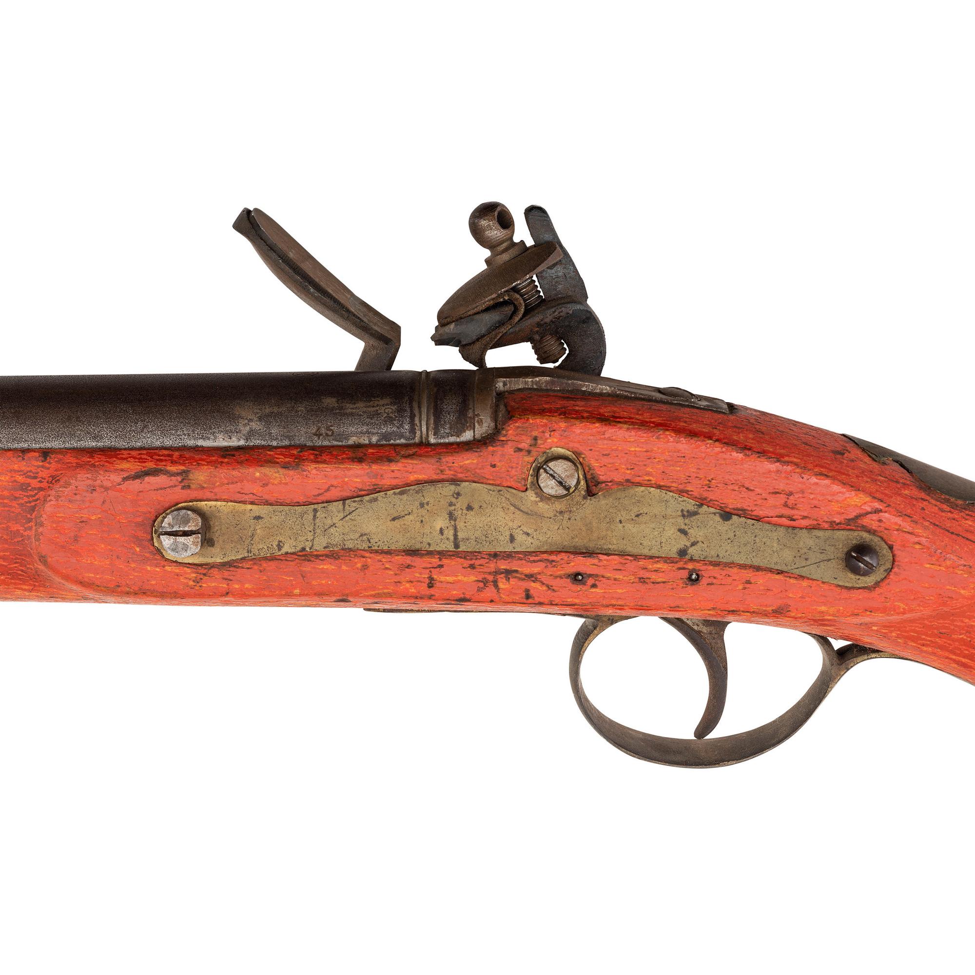 Belgian Flintlock Trade Musket with Native Applied Red Paint