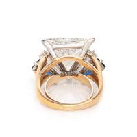 OSCAR HEYMAN, DIAMOND AND SAPPHIRE RING
