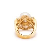 CULTURED PEARL AND DIAMOND RING