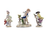 A Pair of Meissen Painted and Parcel Gilt Porcelain Gärtnerkind Figures