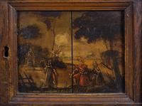 A Dutch Painted Pine and Oak Cupboard