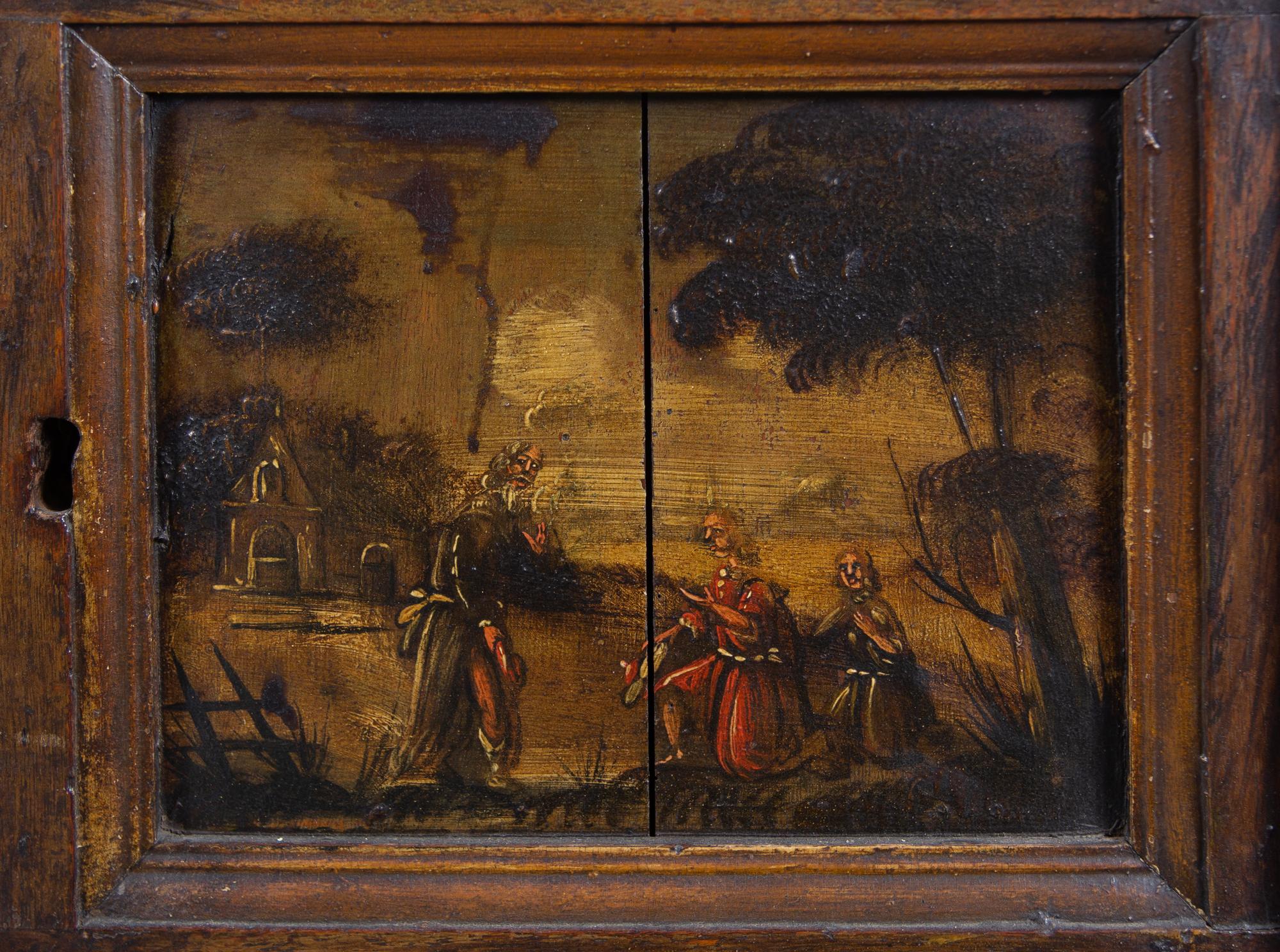 A Dutch Painted Pine and Oak Cupboard