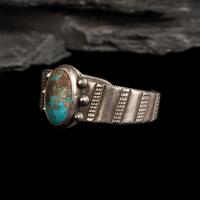 Navajo Ingot and Turquoise Cuff Bracelet