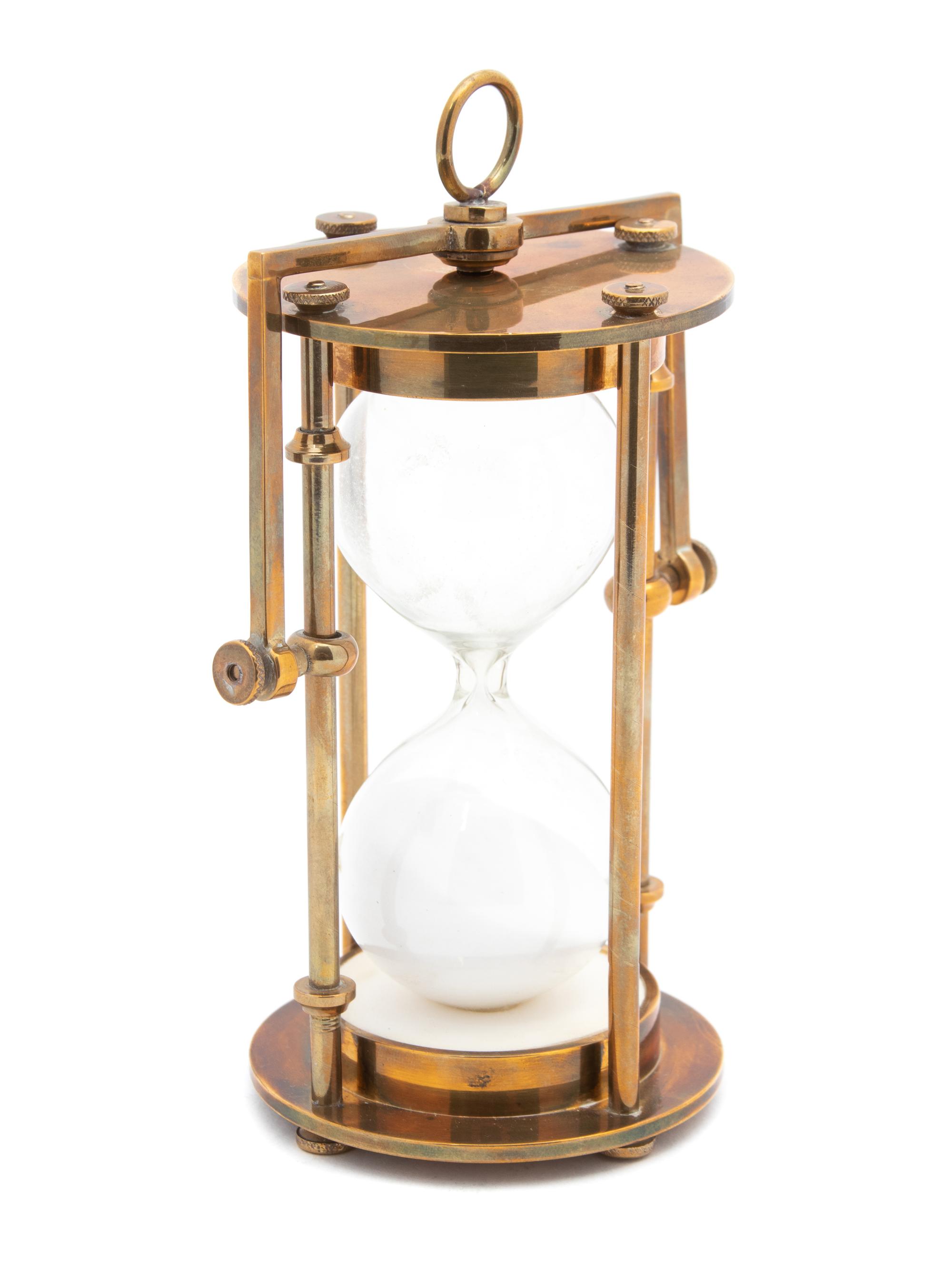 An English Brass and Glass Gimbaled Hour Glass — 19TH CENTURY