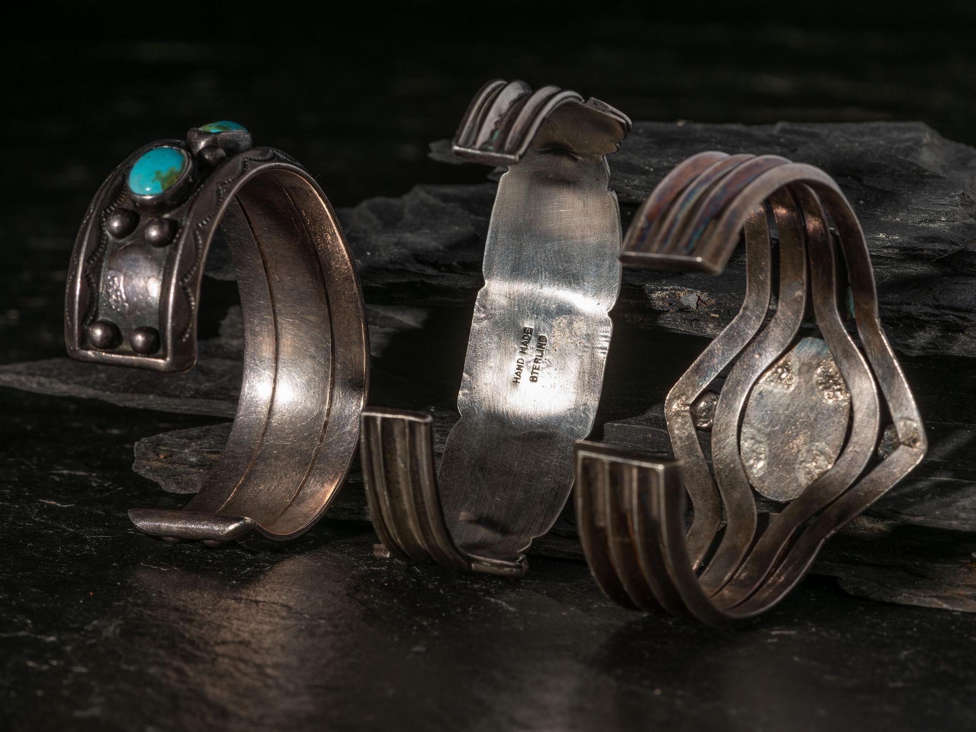 Navajo Silver and Turquoise Cuff Bracelets