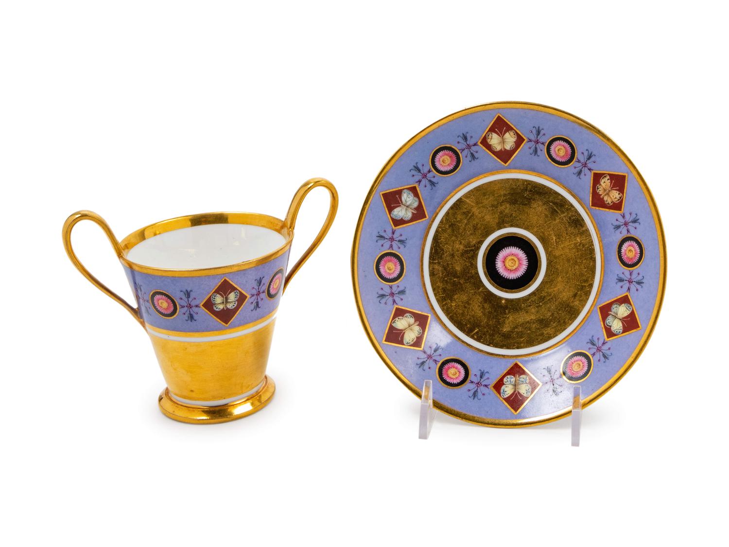 A Sevres Porcelain Cup and Saucer Set