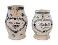 Two Staffordshire Enameled Pearlware Jugs