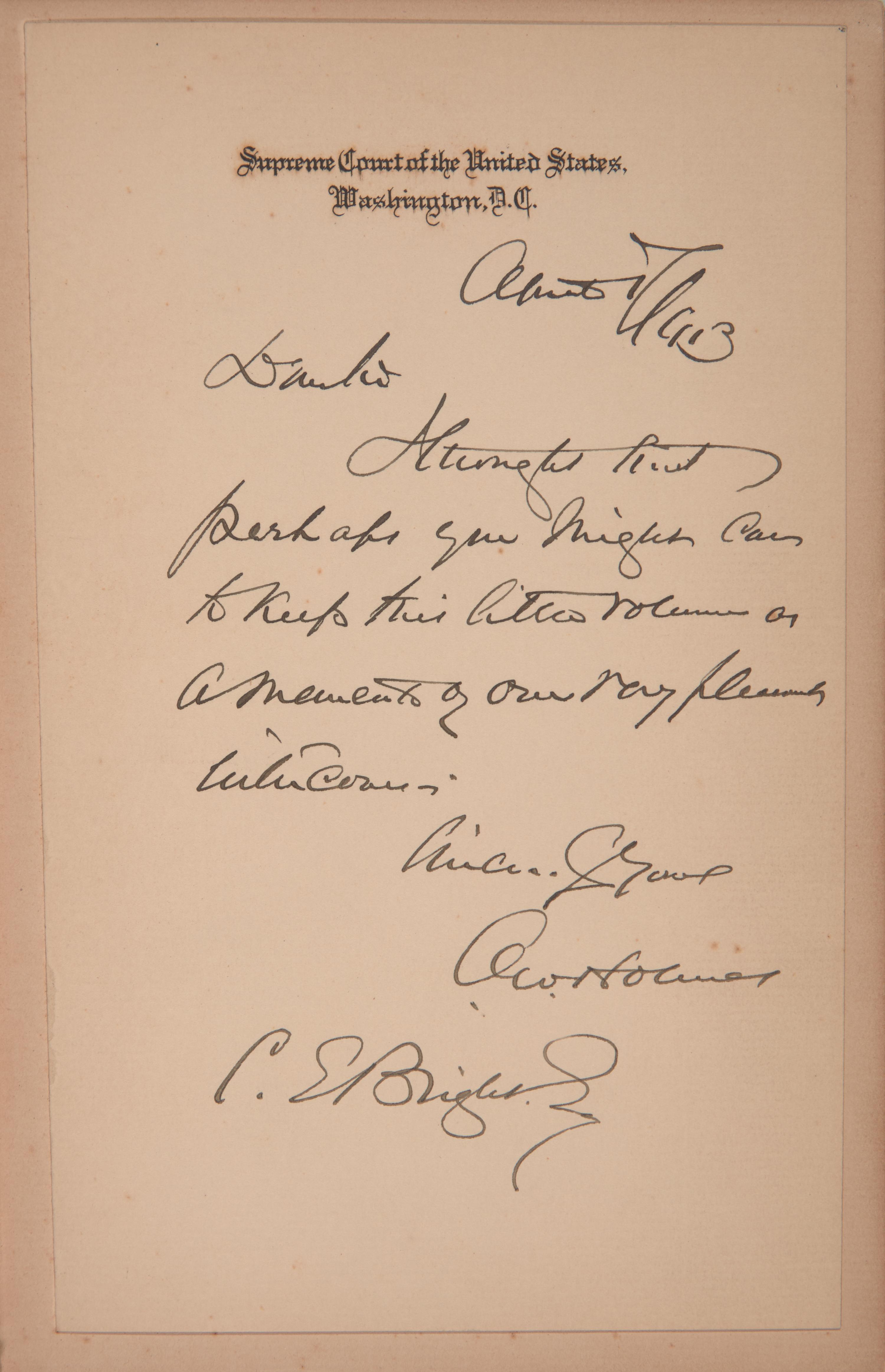 [Americana] [Supreme Court] Bright, Clarence E. Personal Archive of Letters and Ephemera