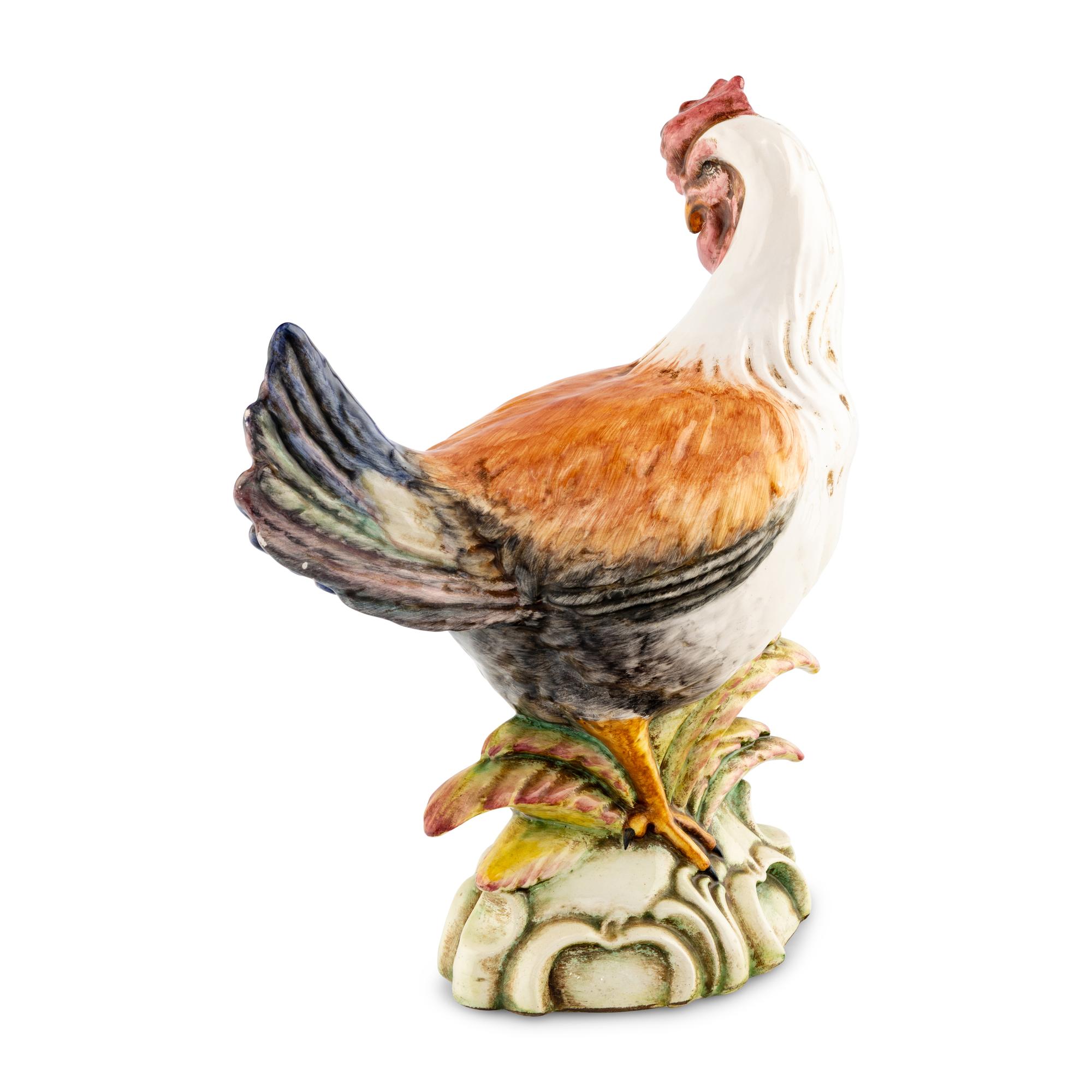 A Polychrome Glazed Earthenware Rooster