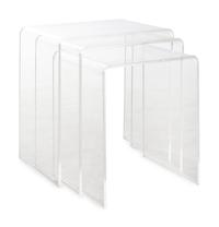 A Set of Three Contemporary Acrylic Nesting Tables and a Pair of Similar Side Chairs