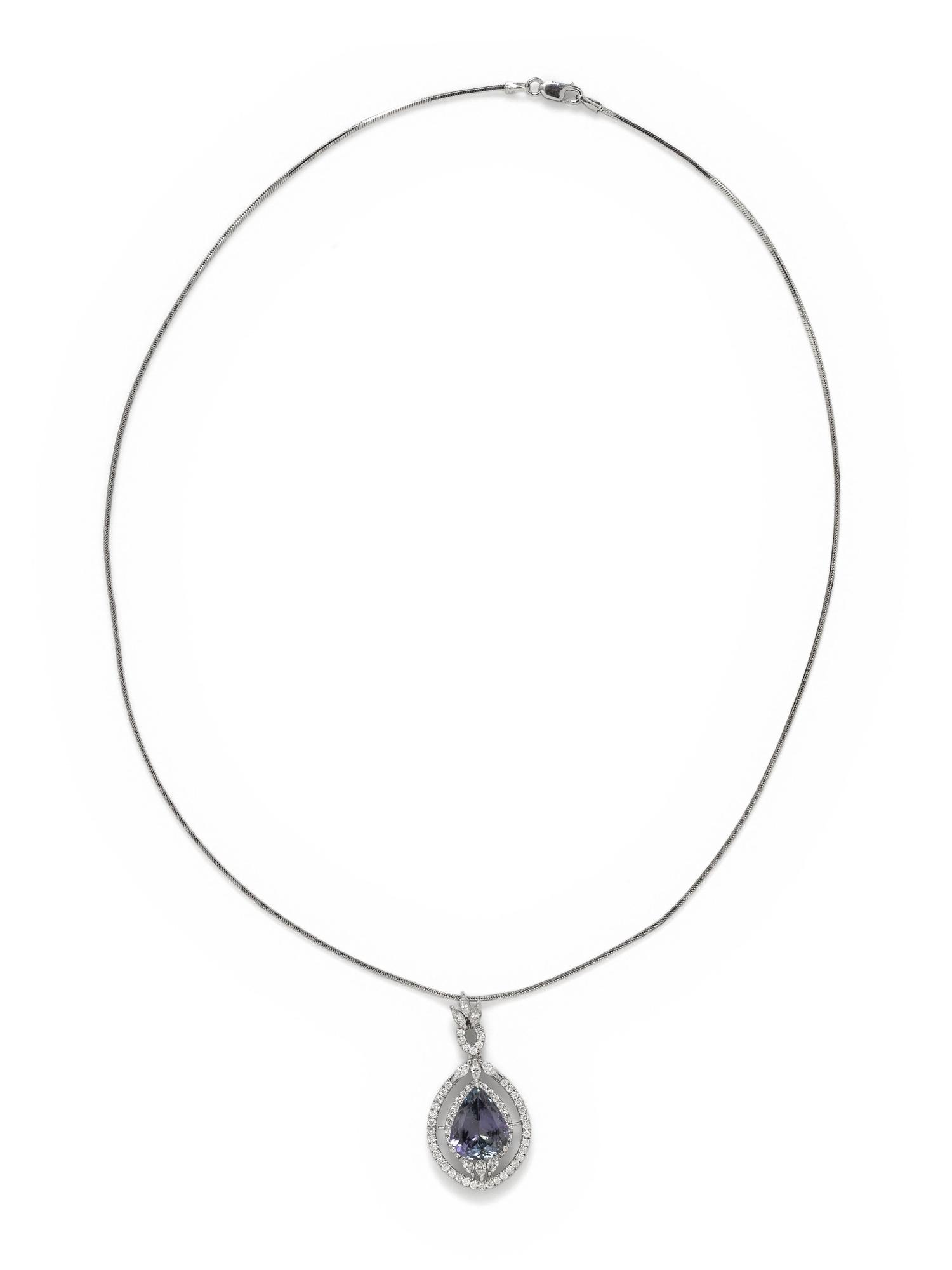 DIAMOND AND ZOISITE PENDANT ON CHAIN