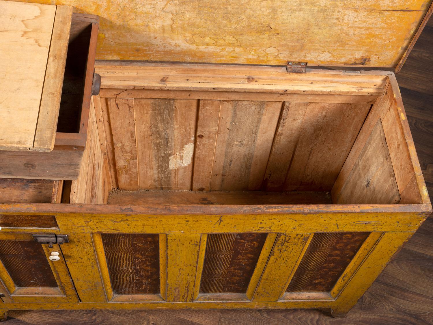 A Country Chrome and Grain Paint Decorated Dry Sink