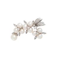 CULTURED PEARL AND DIAMOND PENDANT/BROOCH