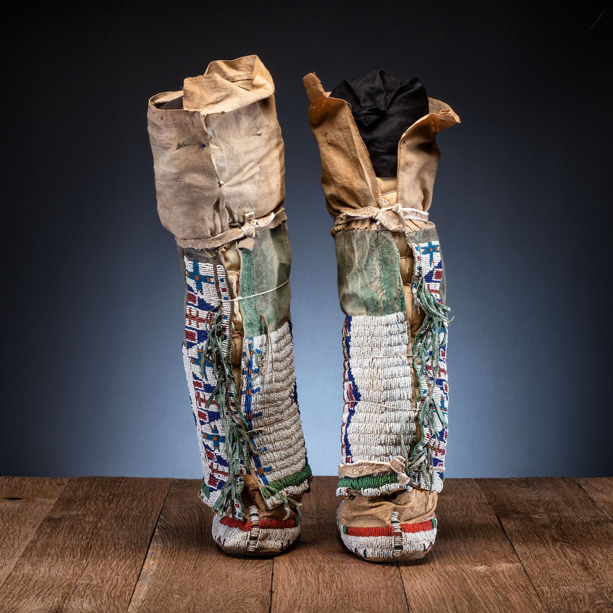 Cheyenne Beaded Hide Leggings, with Moccasins