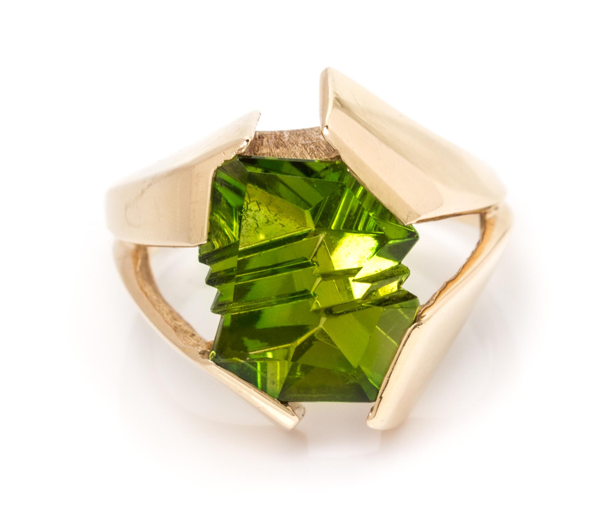 A Yellow Gold and Green Tourmaline Ring, Bernd Munsteiner, 5.20 dwts.