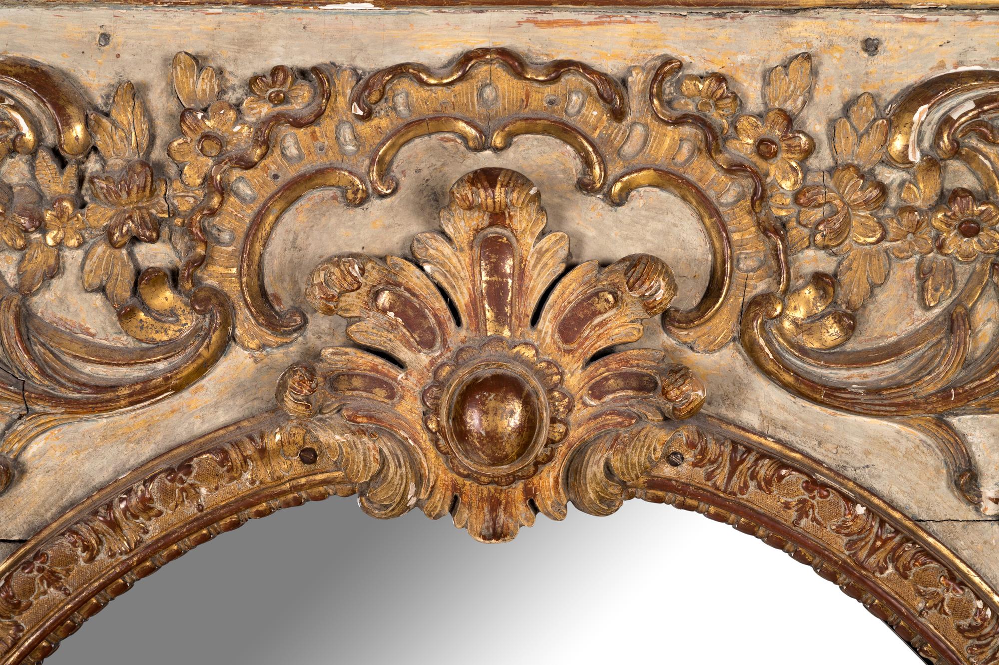 An Italian Painted and Parcel Gilt Pier Mirror
