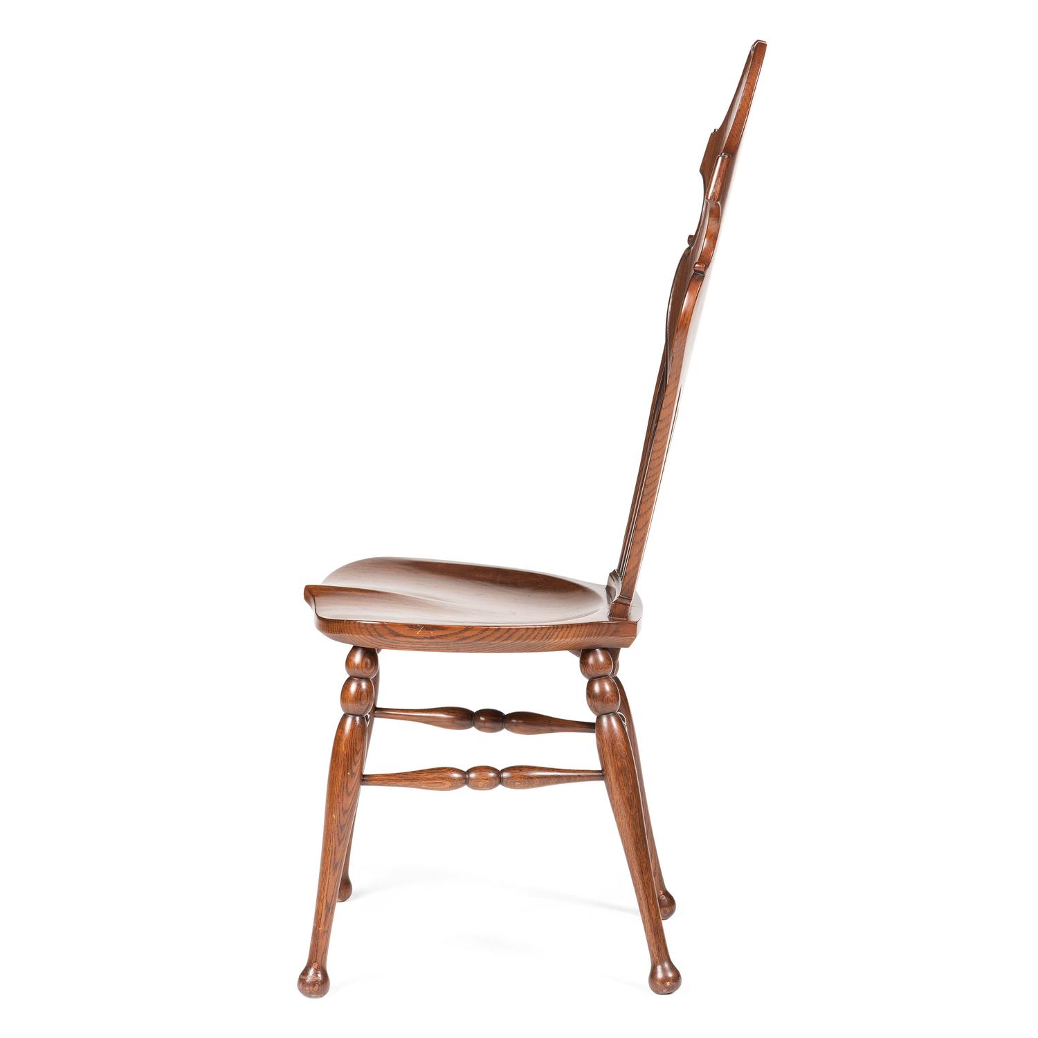 An English Carved and Pierced Oak High-Back Chair