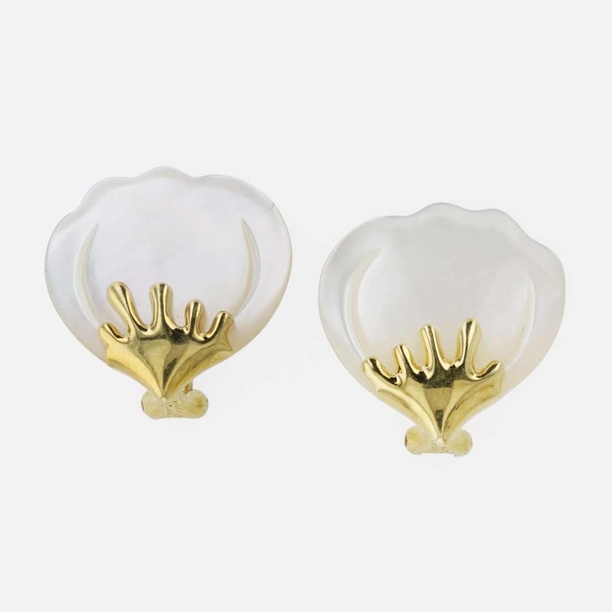 A pair of 18K yellow gold and mother of pearl ear clips, Tiffany & Co. Angela Cummings, "Petals"