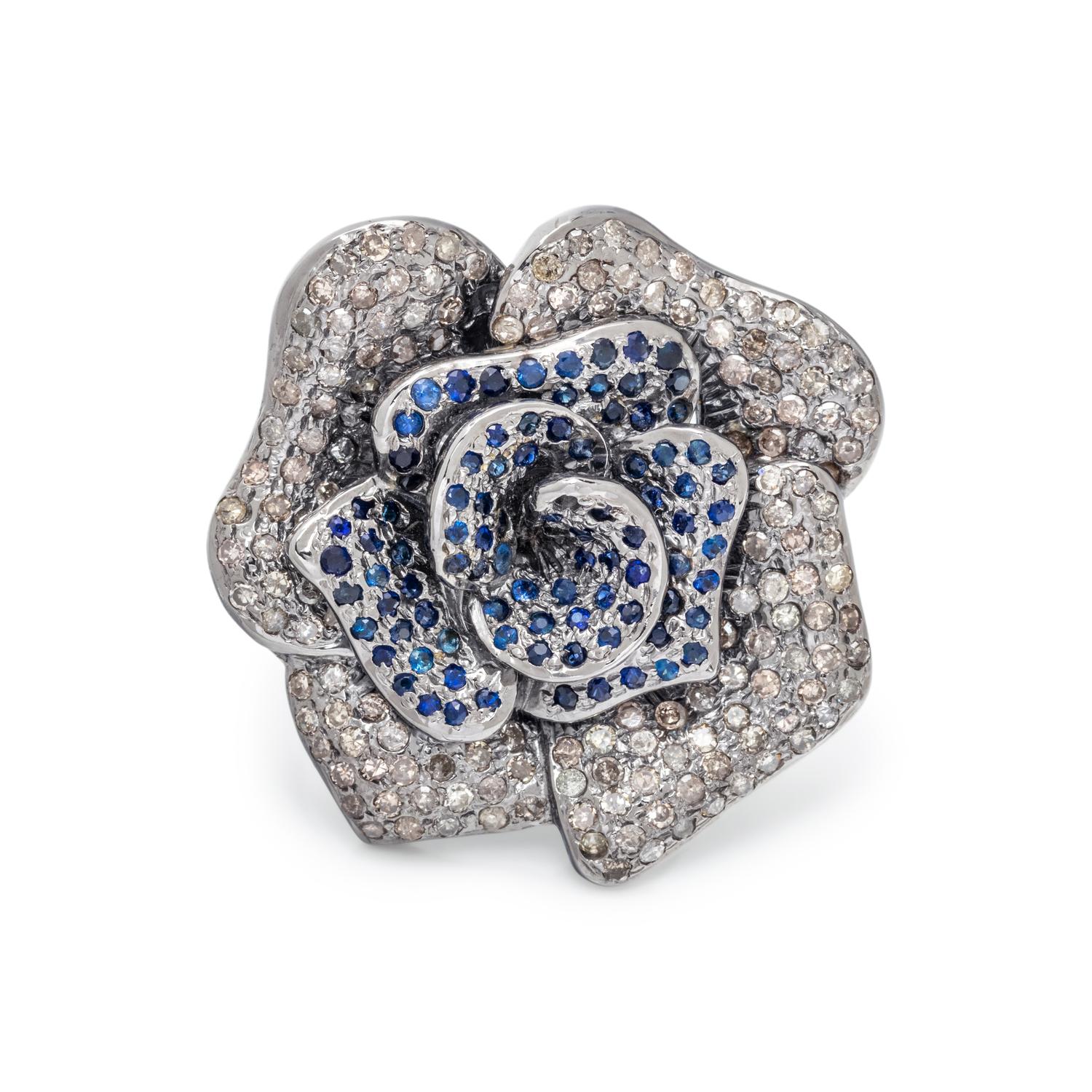 DIAMOND AND SAPPHIRE ROSE RING