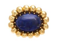 A Vintage Yellow Gold and Lapis Lazuli Bombe Ring, 16.90 dwts.