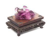 A Chinese Carved Amethyst Frog Diameter of plate 9 3/4 inches.