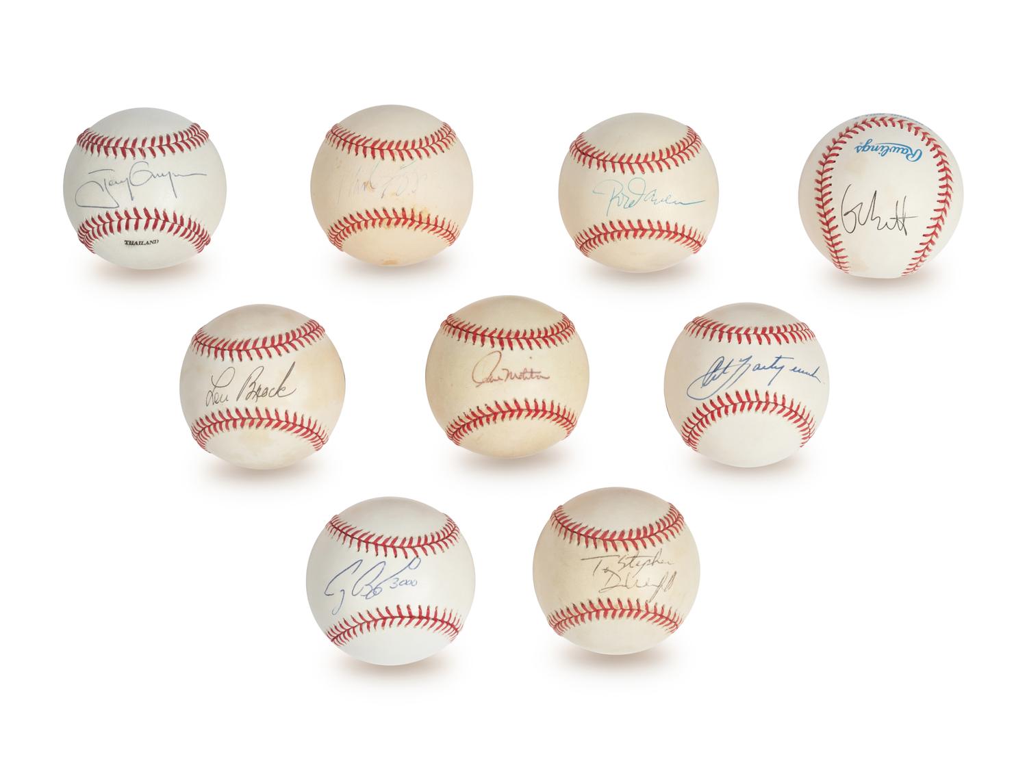 A Group of Nine 3,000 Hit Club Member Signed Autograph Baseballs