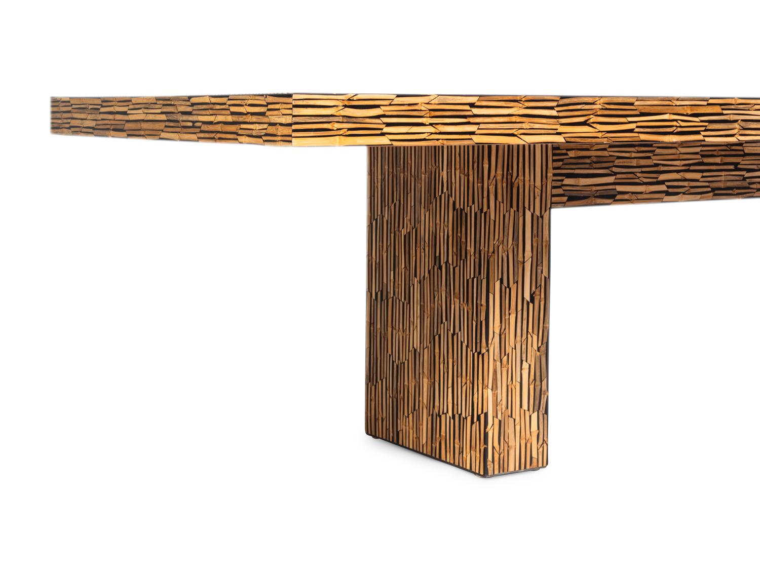 An R and Y Agousti Bamboo and Resin Veneered Dining Table