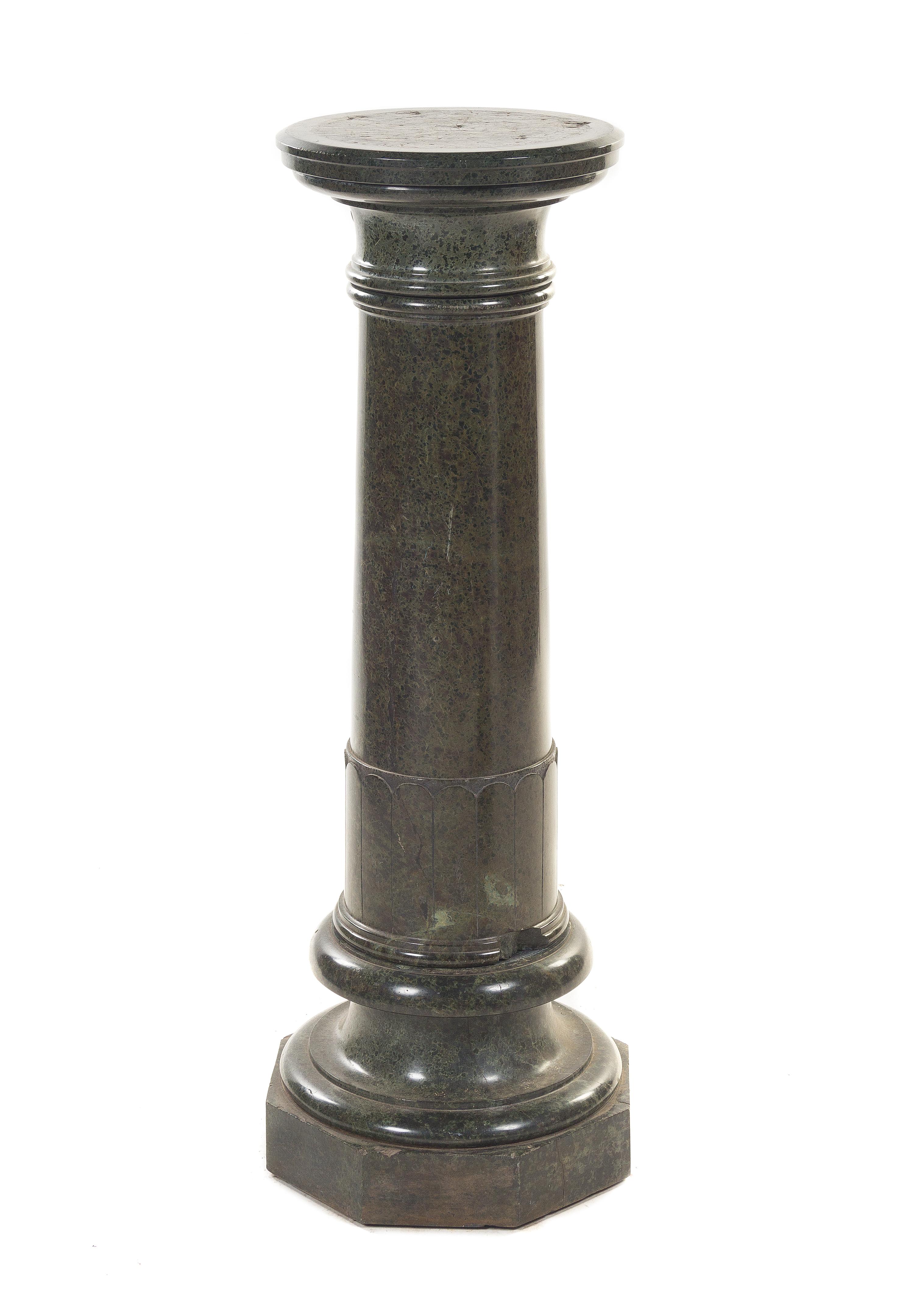 A Continental Marble Pedestal, Height 41 3/4 inches.