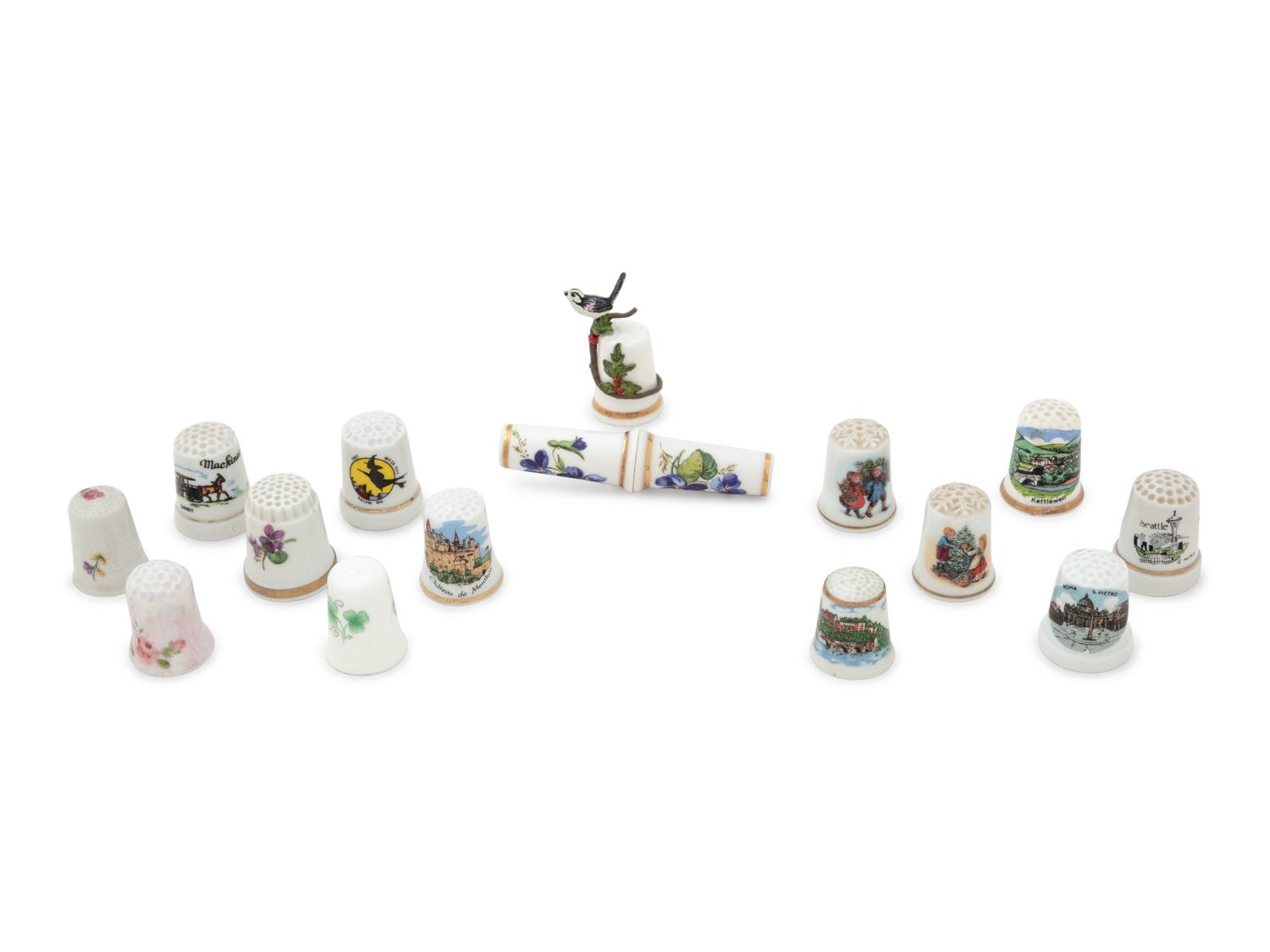 Sixteen Porcelain Thimbles